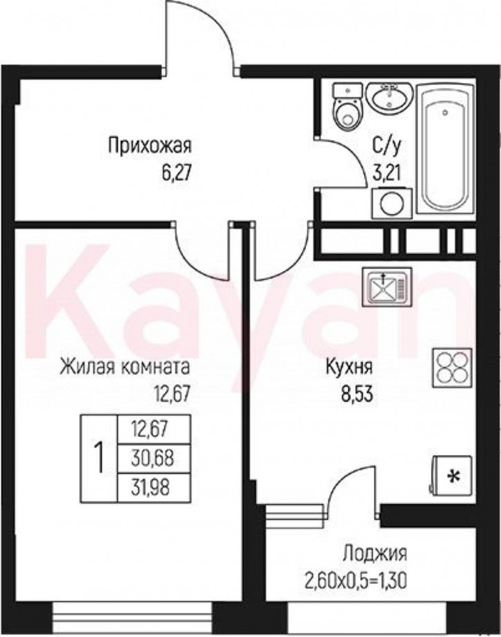 1-комн квартира в новом доме ул Тургеневское шоссе