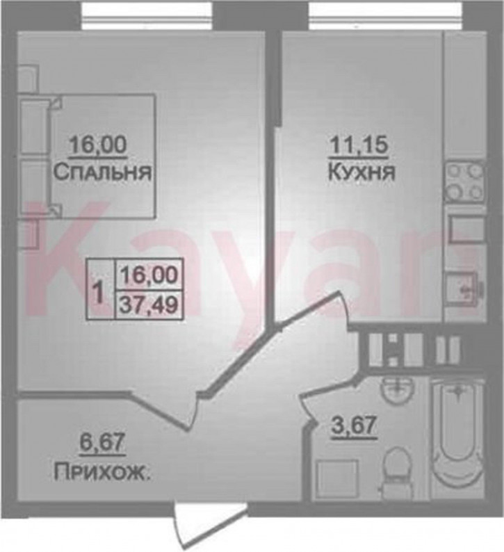 1-комн квартира в новом доме ул Луговая