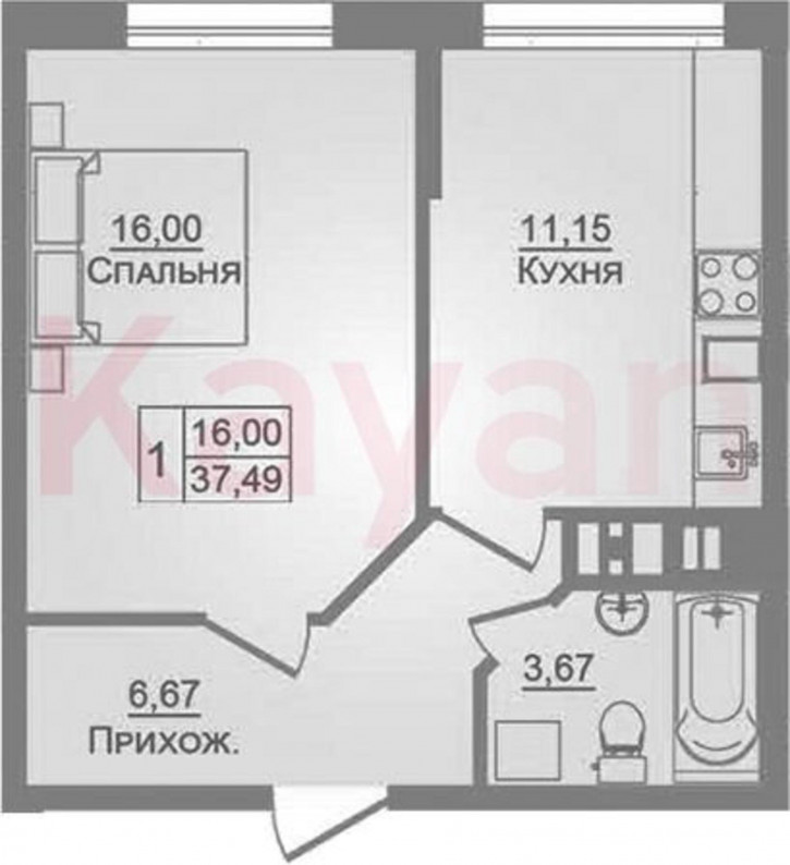1-комн квартира в новом доме ул Луговая