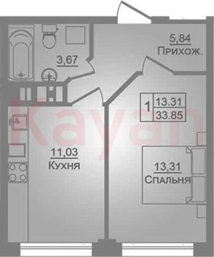 1-комн квартира в новом доме ул Луговая