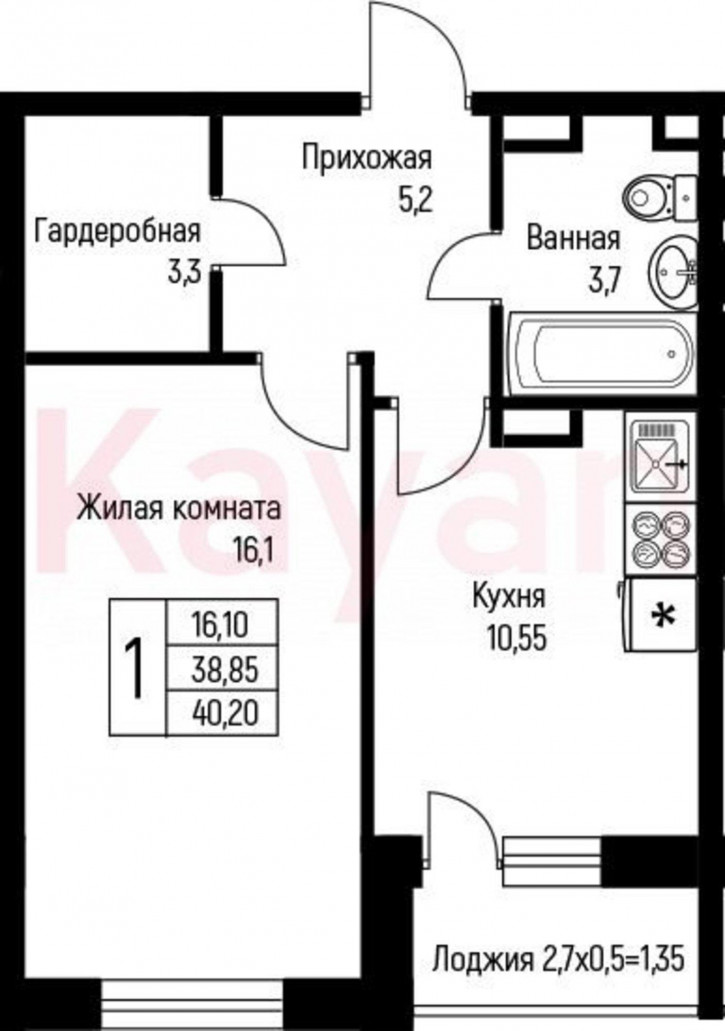 1-комн квартира в новом доме ул им. Лодыгина А.Н.