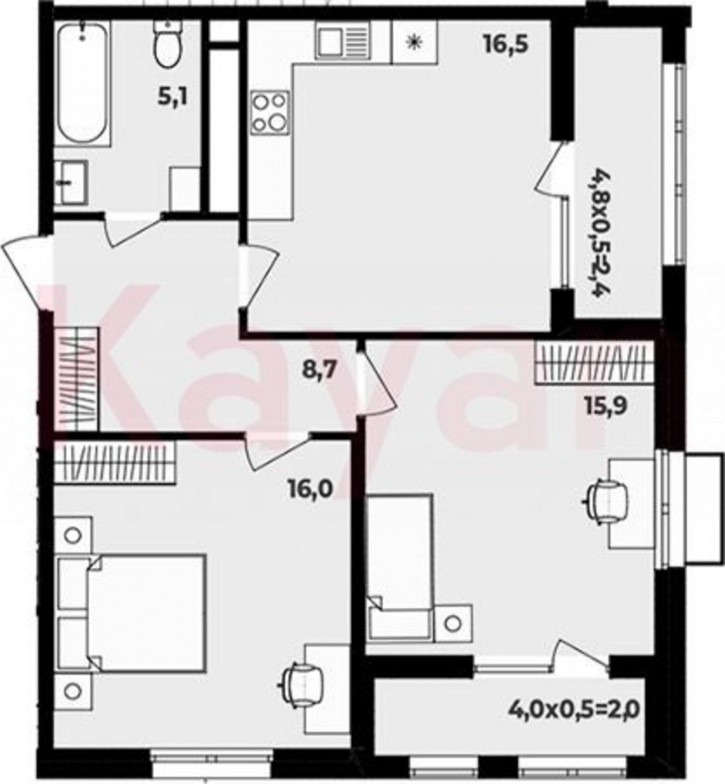 3-комн квартира в новом доме ул Бжедугская
