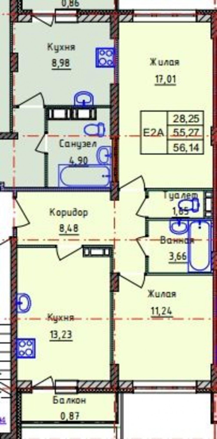 2-комн квартира в новом доме Брагинская ул, 18к3