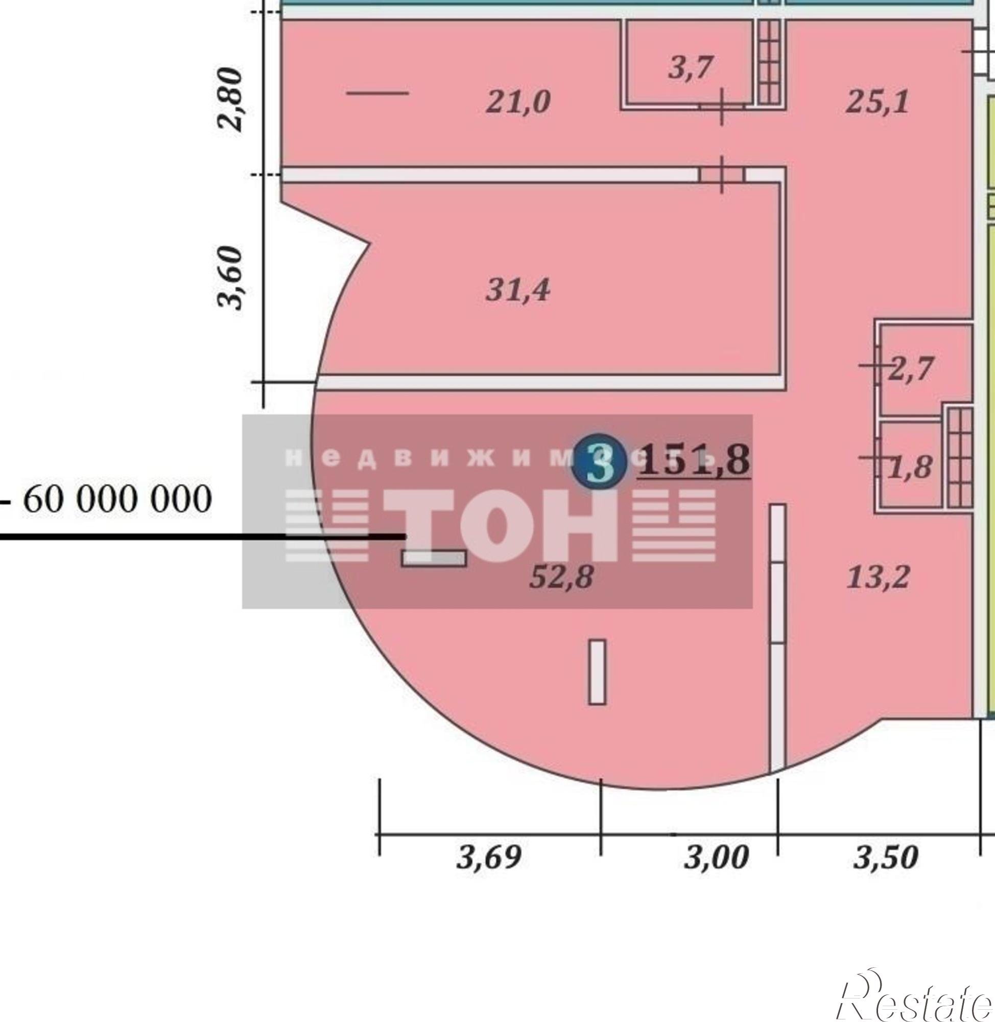 Купить квартиру за 58 406 000 рублей на ул. Мира, 40