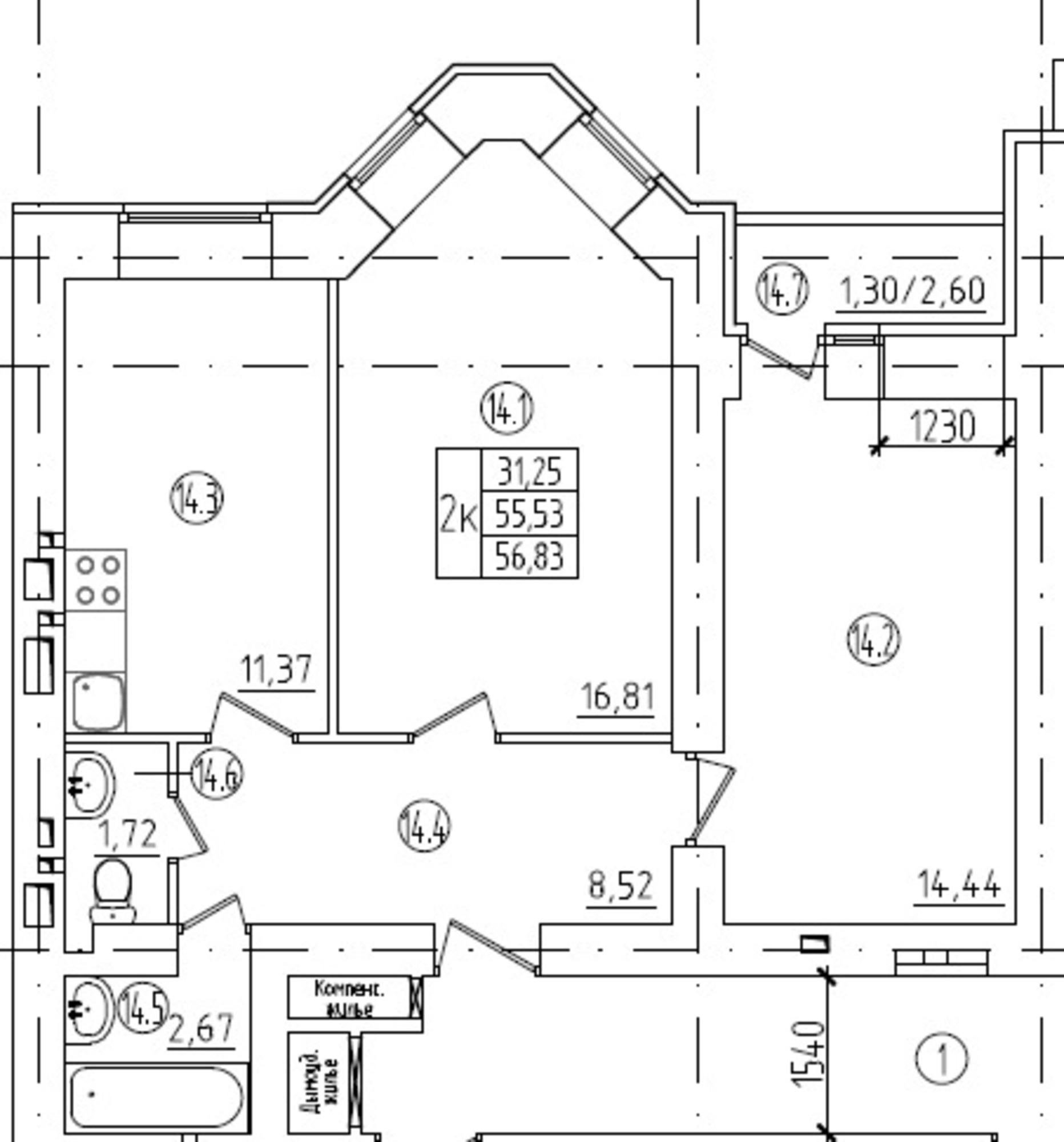 Купить квартиру за 4 254 800 рублей на Московское шоссе 18-й километр, 7кА
