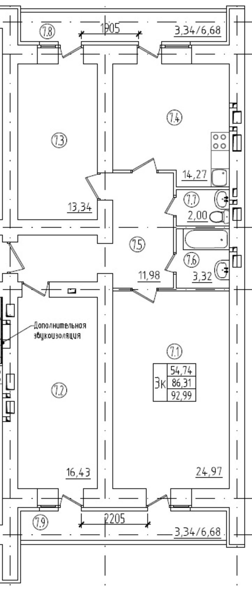 Купить квартиру за 6 682 080 рублей на Московское шоссе 18-й километр, 7кА