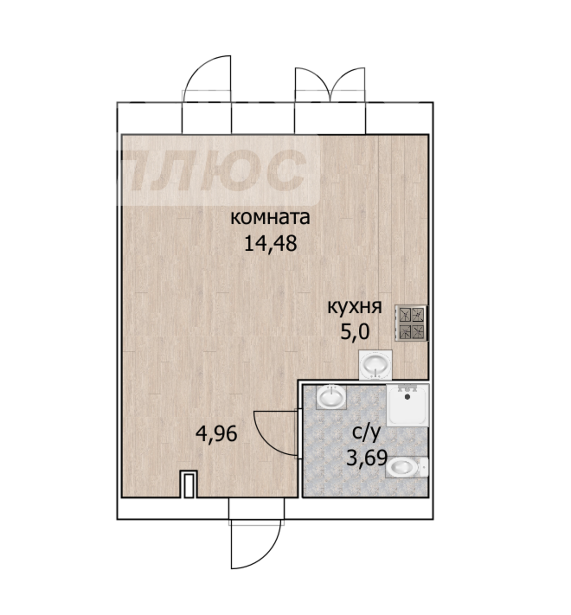 Купить студию за 3 520 000 рублей на Новая улица, 17