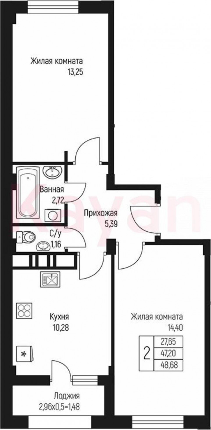 2-комн квартира в новом доме ул Тургеневское шоссе