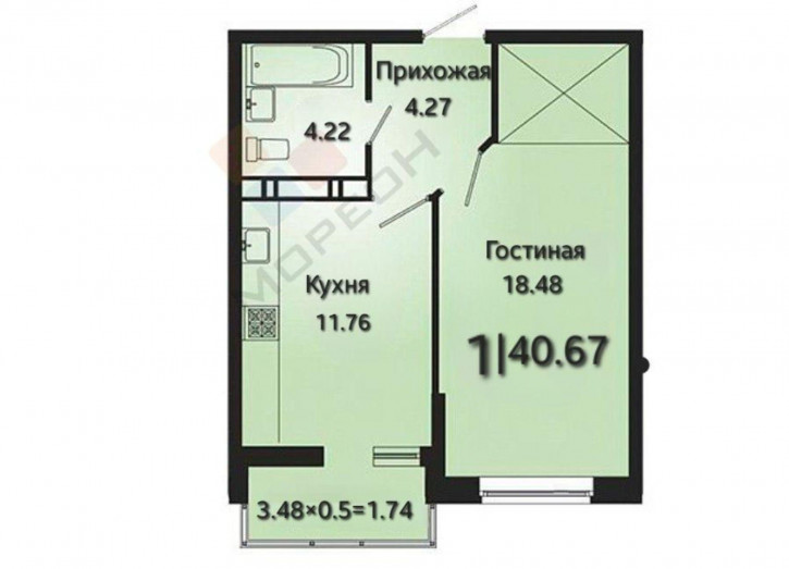 1-комн квартира Героя Яцкова И.В. ул, 19к3
