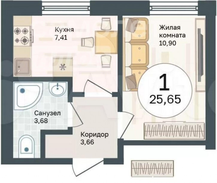 1-комн квартира в новом доме Уфа,  коттеджный посёлок Цветы Башкирии