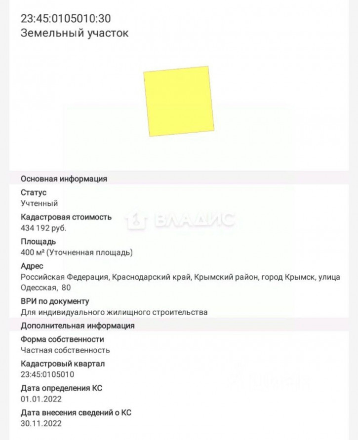 Земельный участок улица Одесская