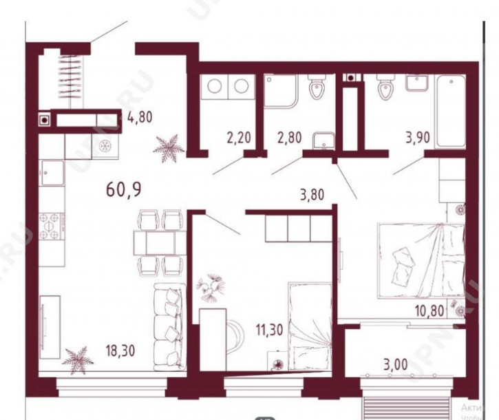 2-комн квартира айвазовского, 52/с 5