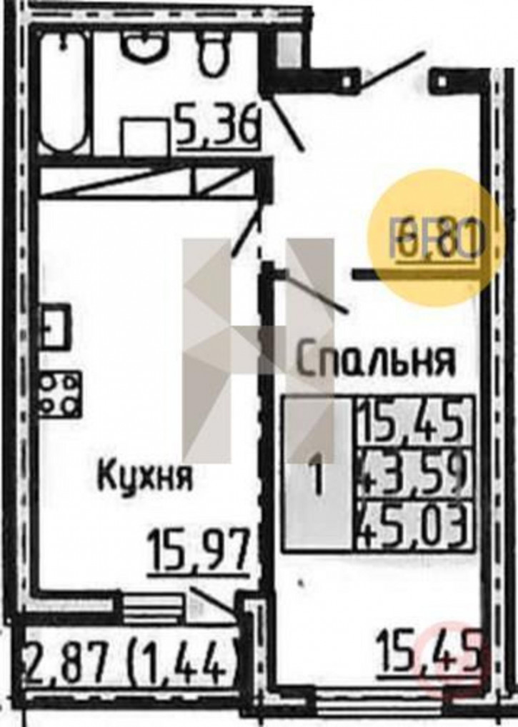 1-комн квартира в новом доме Пролетарская улица, 150