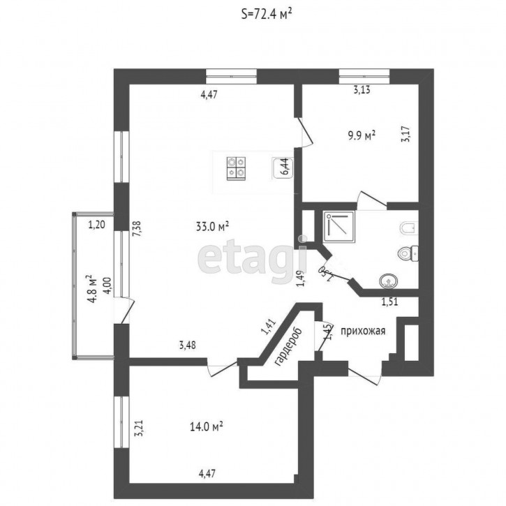 2-комн квартира Орджоникидзе, 51