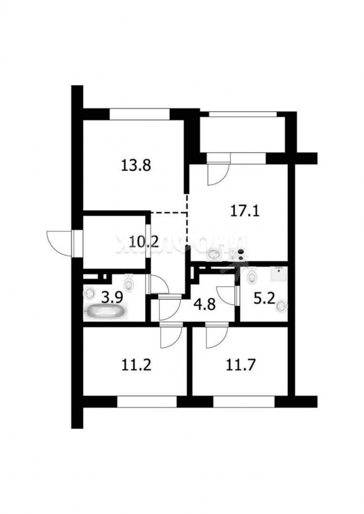 3-комн квартира Красный проспект, д.220