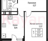 1-комн, 31.17 кв м, этаж 10/10 ул Тургеневское шоссе