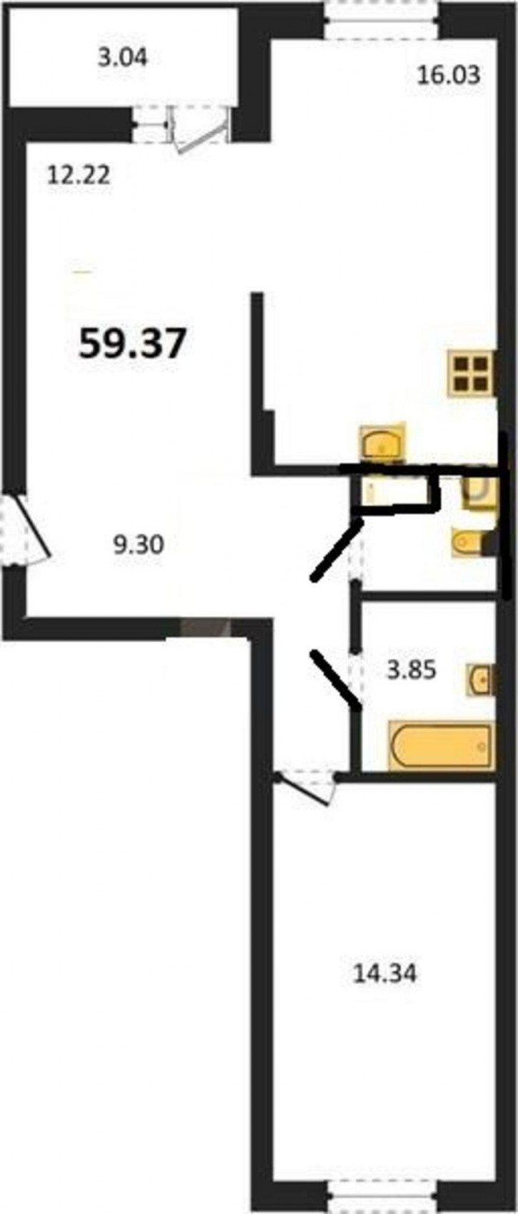 2-комн квартира в новом доме Фоминская ул, 6к2