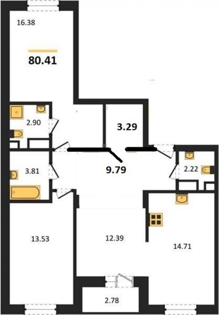 3-комн квартира в новом доме Фоминская ул, 6к2