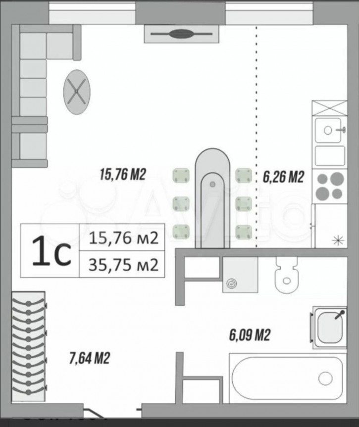 1-комн квартира Яицкая улица, 5