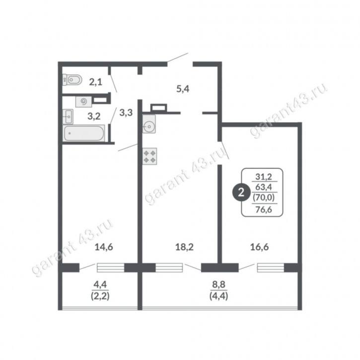 3-комн квартира улица Крупской, 12