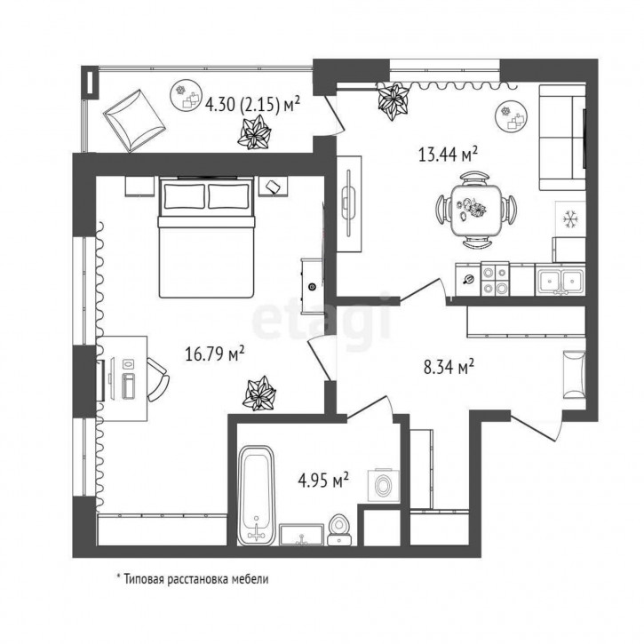 1-комн квартира в новом доме Ямская, 640