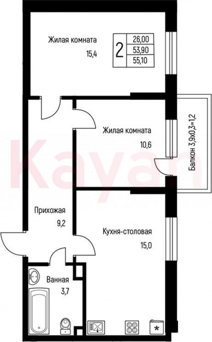 2-комн квартира в новом доме ул им. Лодыгина А.Н.