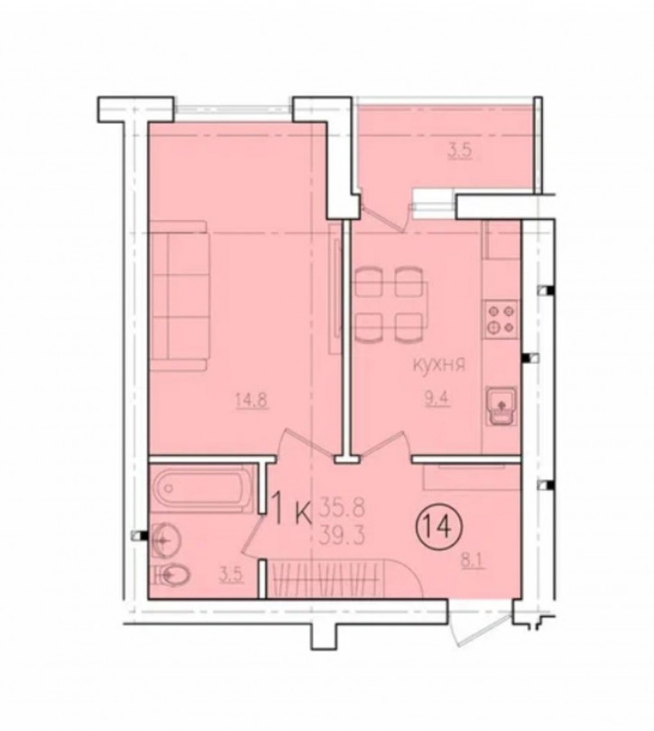 1-комн квартира в новом доме М.Расковой 5