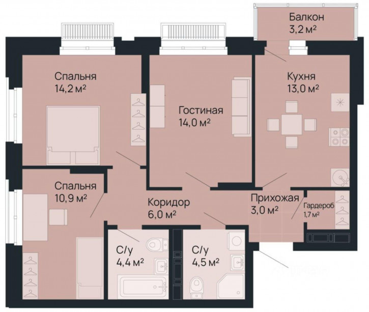 3-комн квартира в новом доме Белинского ул