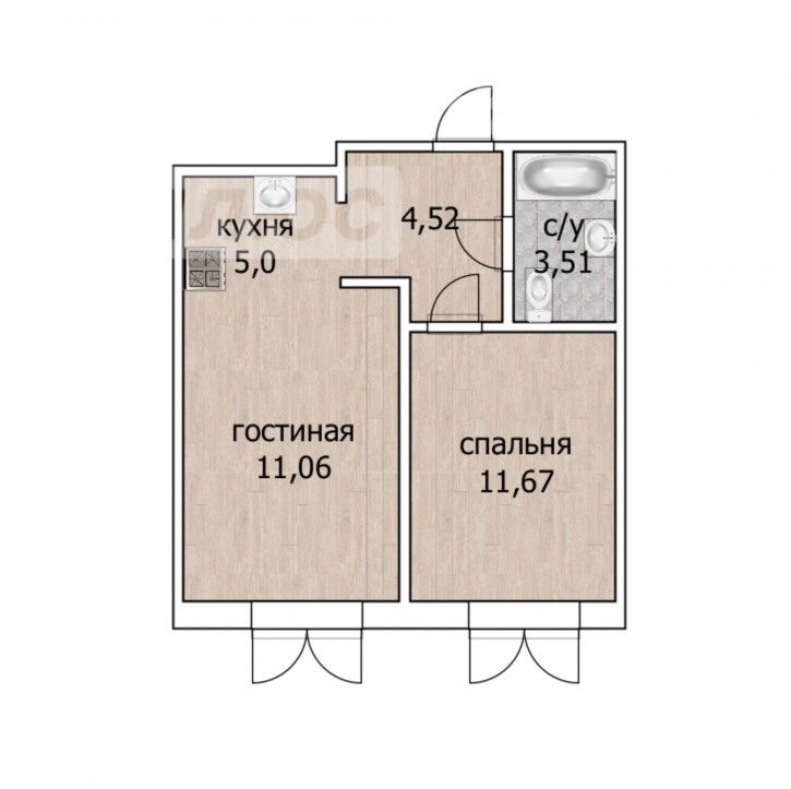 2-комн квартира в новом доме Бакалинская улица, 4