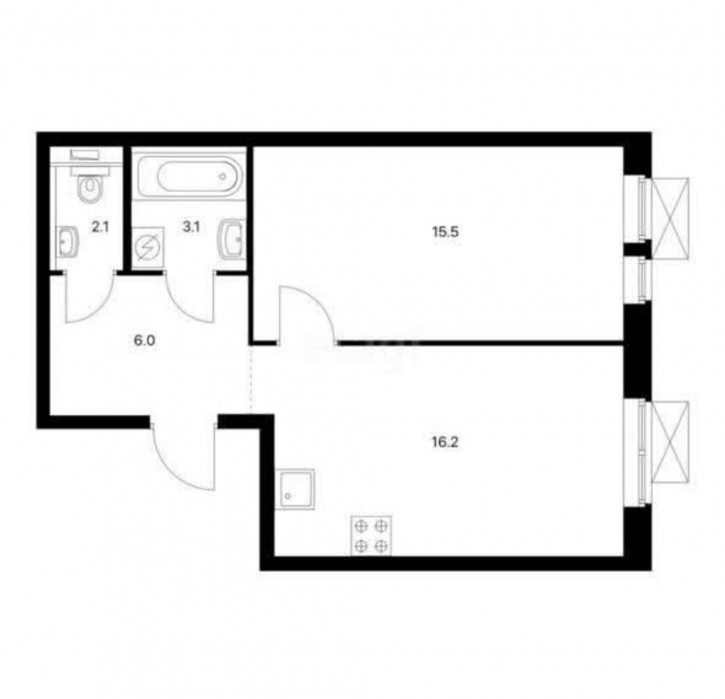 1-комн квартира Хуторская, 1 к 3