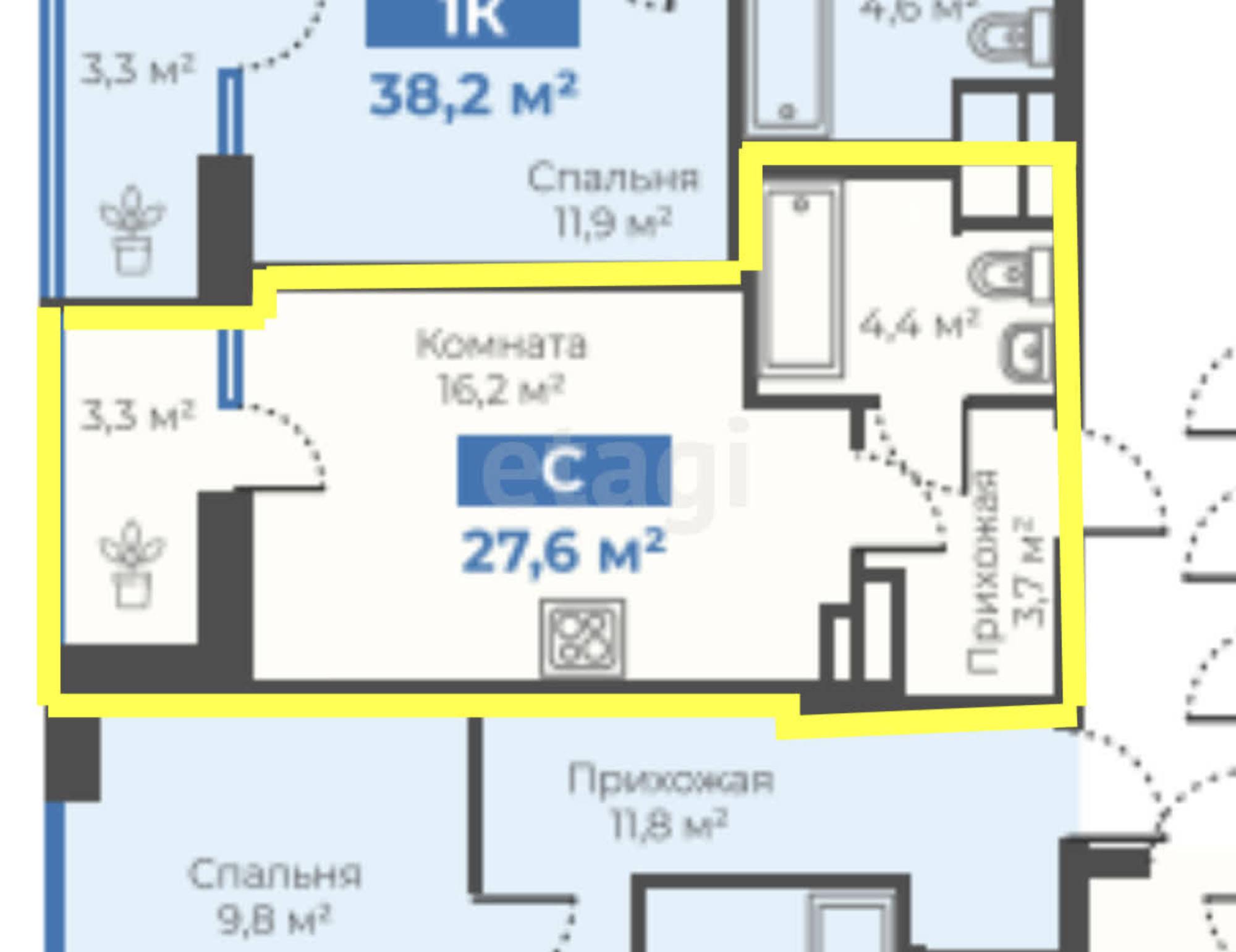Купить студию за 5 100 000 рублей на Интернациональная, 197Г