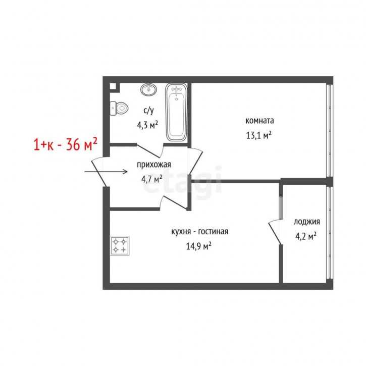 1-комн квартира Краснолесья, 10 к 4