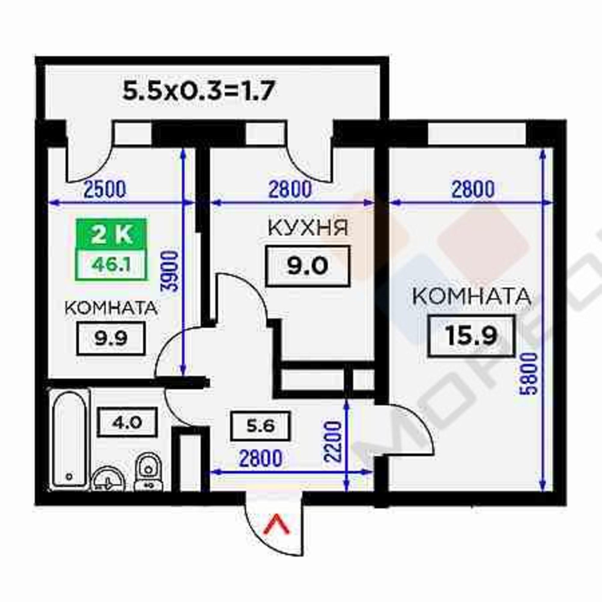 Купить квартиру за 5 500 000 рублей на Домбайская ул, 57к9