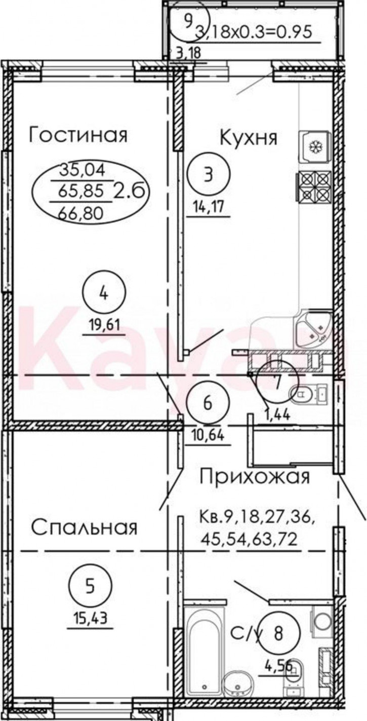 2-комн квартира в новом доме ул Юбилейная