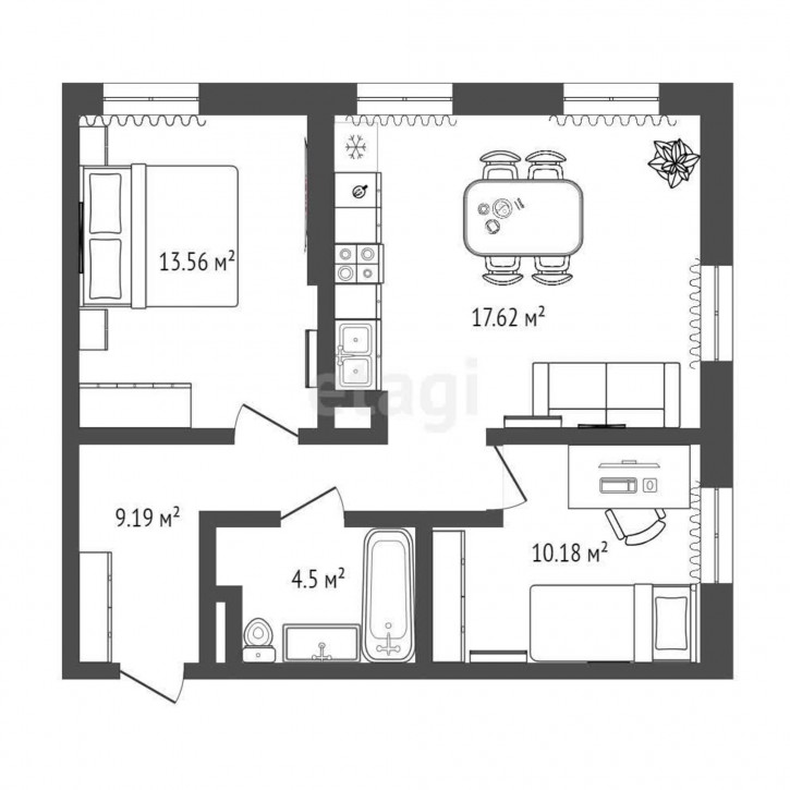 2-комн квартира в новом доме Андрея Кореневского, 5