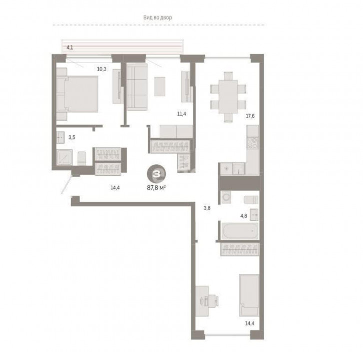 3-комн квартира Академика Ландау, 7
