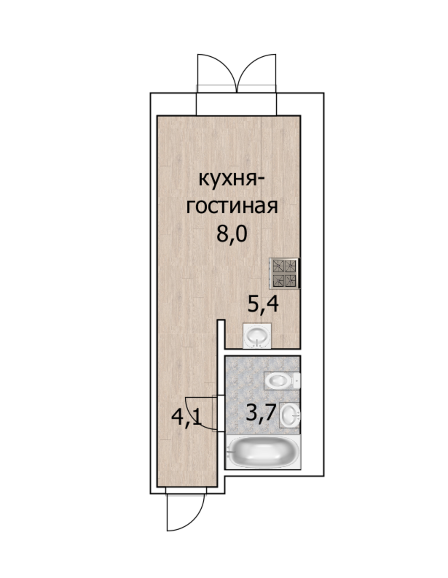 Купить студию за 4 500 000 рублей на улица Энтузиастов