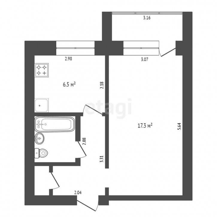 1-комн квартира Строителей, 9