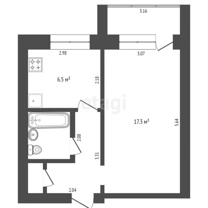 1-комн квартира Строителей, 9