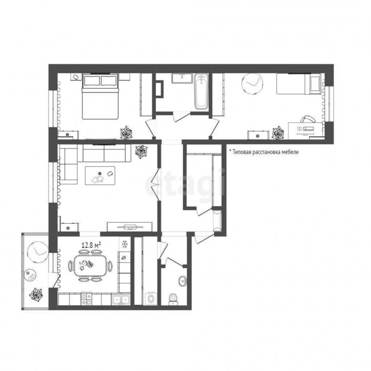 3-комн квартира Федюнинского, 30