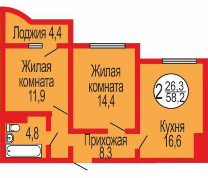 2-комн квартира Уральская улица, 2/24