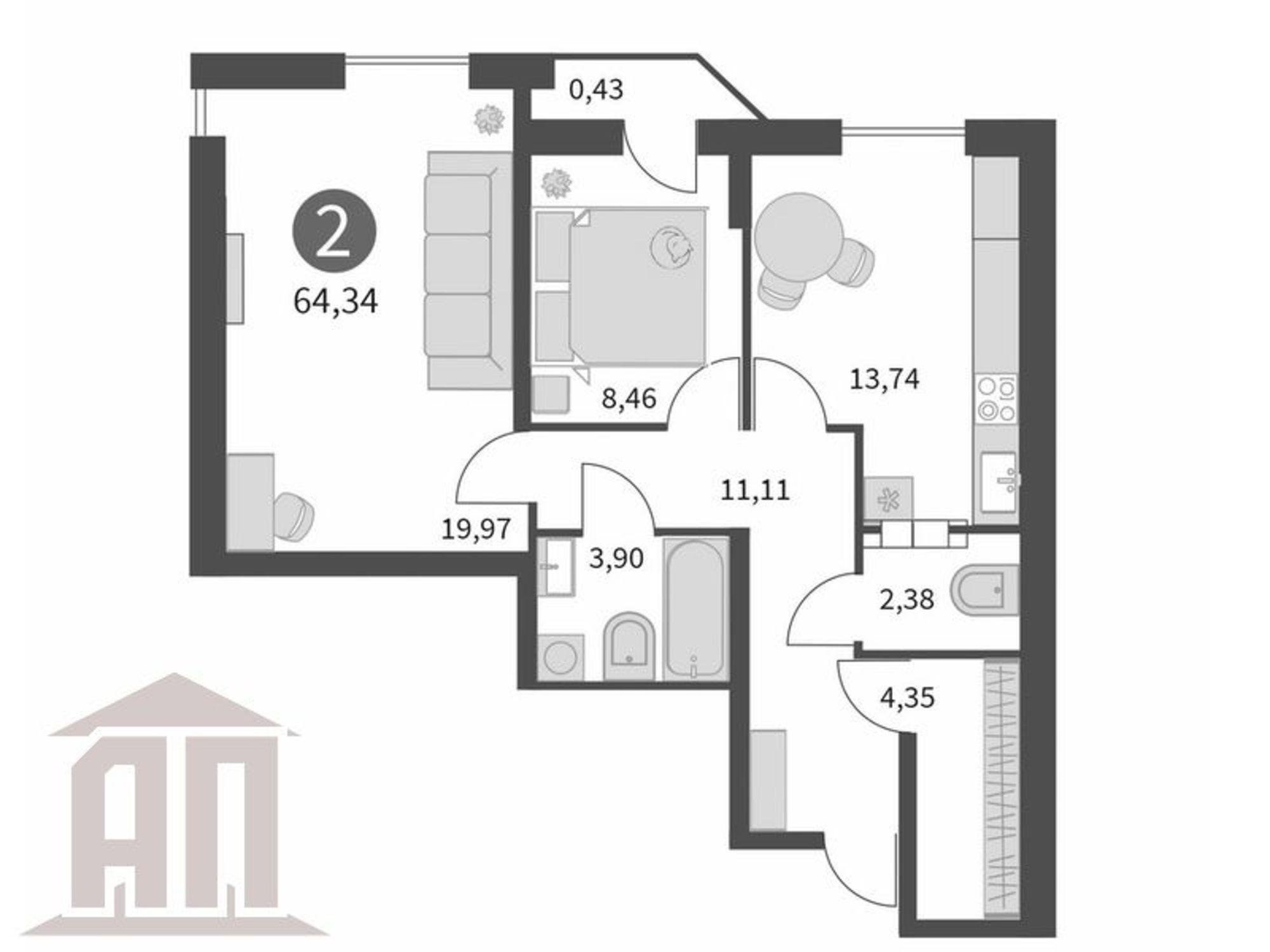 Купить квартиру за 6 240 980 рублей на Коминтерна ул, 91