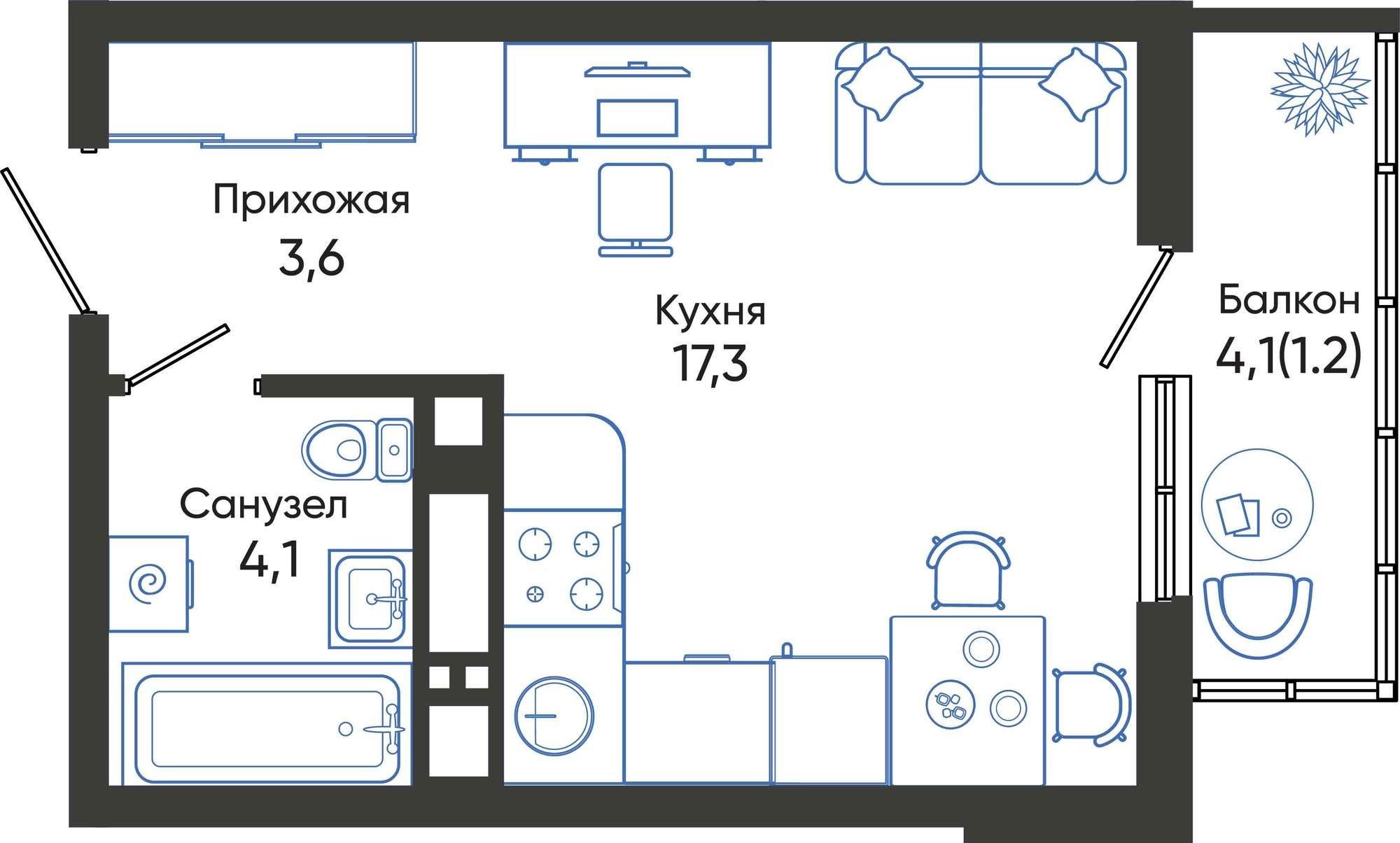 Купить студию за 6 335 160 рублей на Россия, Краснодарский край, Новороссийск, улица Куникова, 55к1