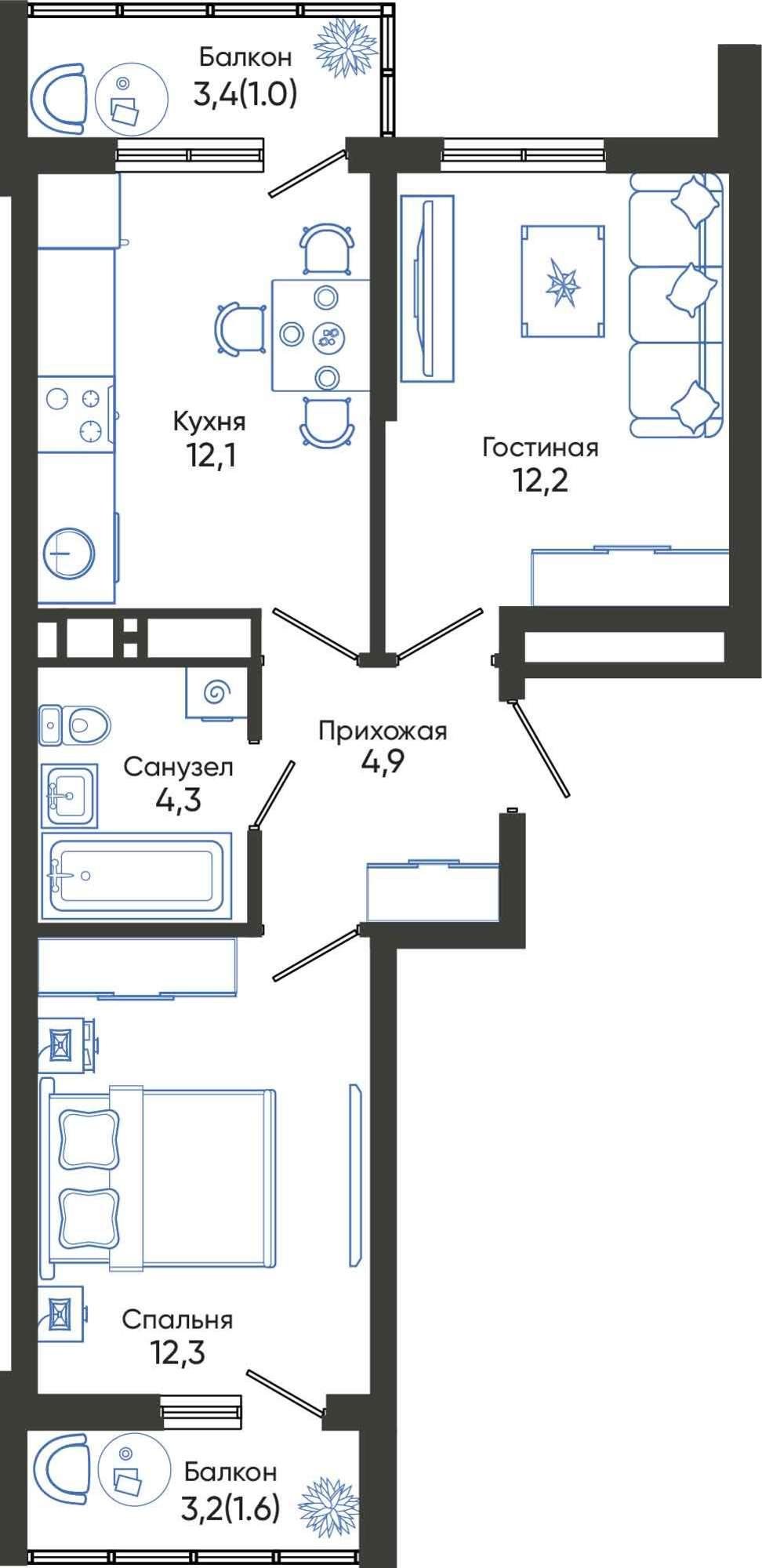 Купить квартиру за 9 152 440 рублей на Россия, Краснодарский край, Новороссийск, улица Куникова, 55к1