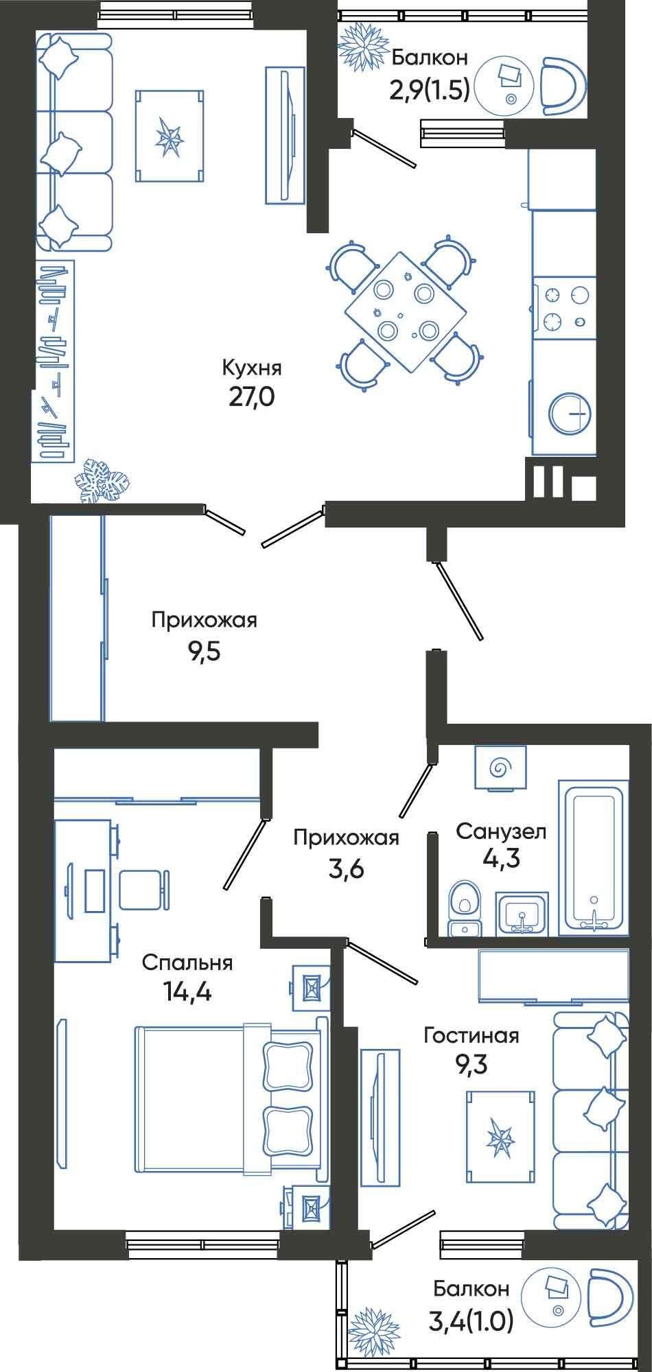 Купить квартиру за 11 013 600 рублей на Россия, Краснодарский край, Новороссийск, улица Куникова, 55к1