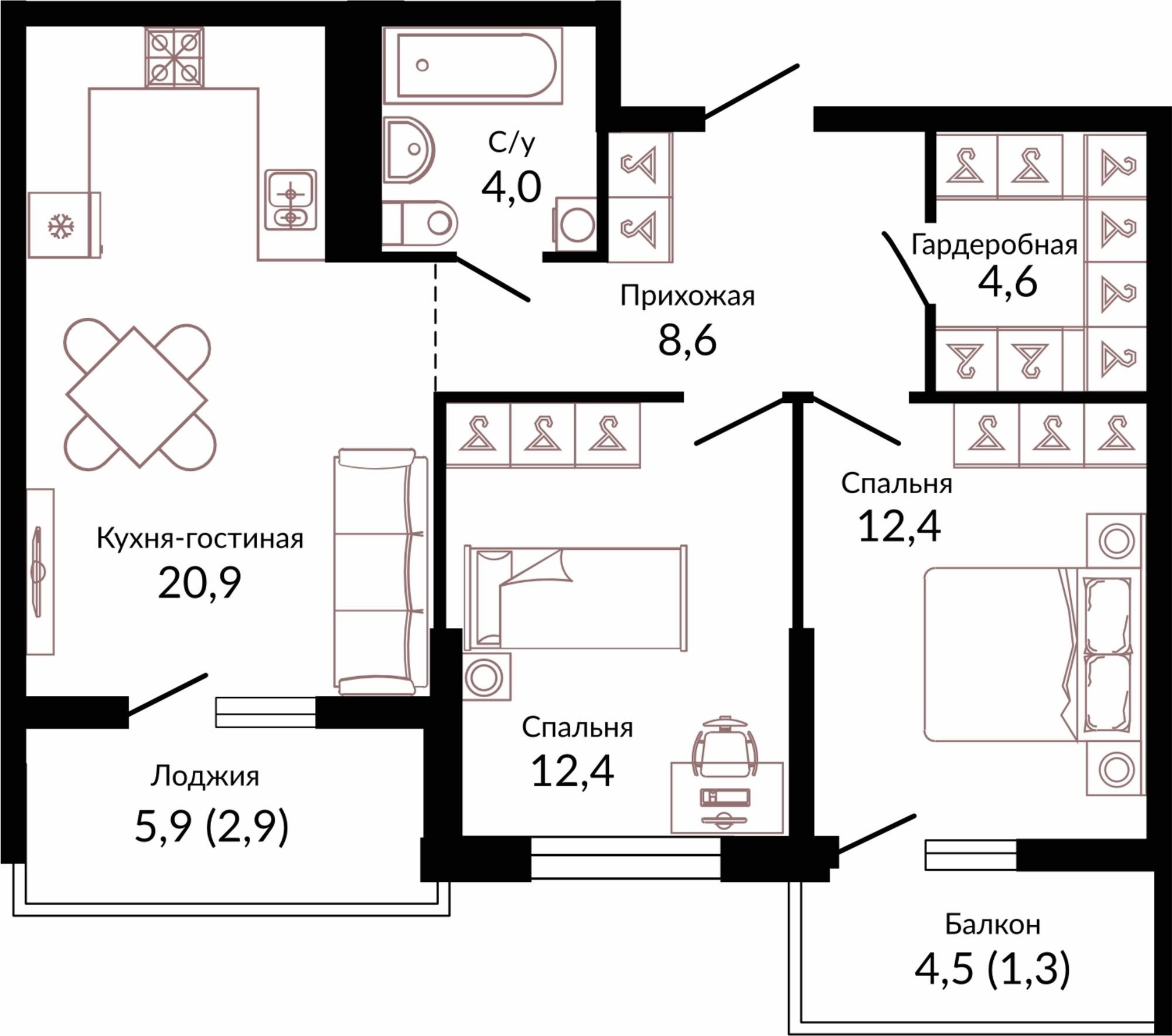 Купить квартиру за 9 816 610 рублей на Россия, Краснодар, шоссе Ближний Западный Обход, 2к3