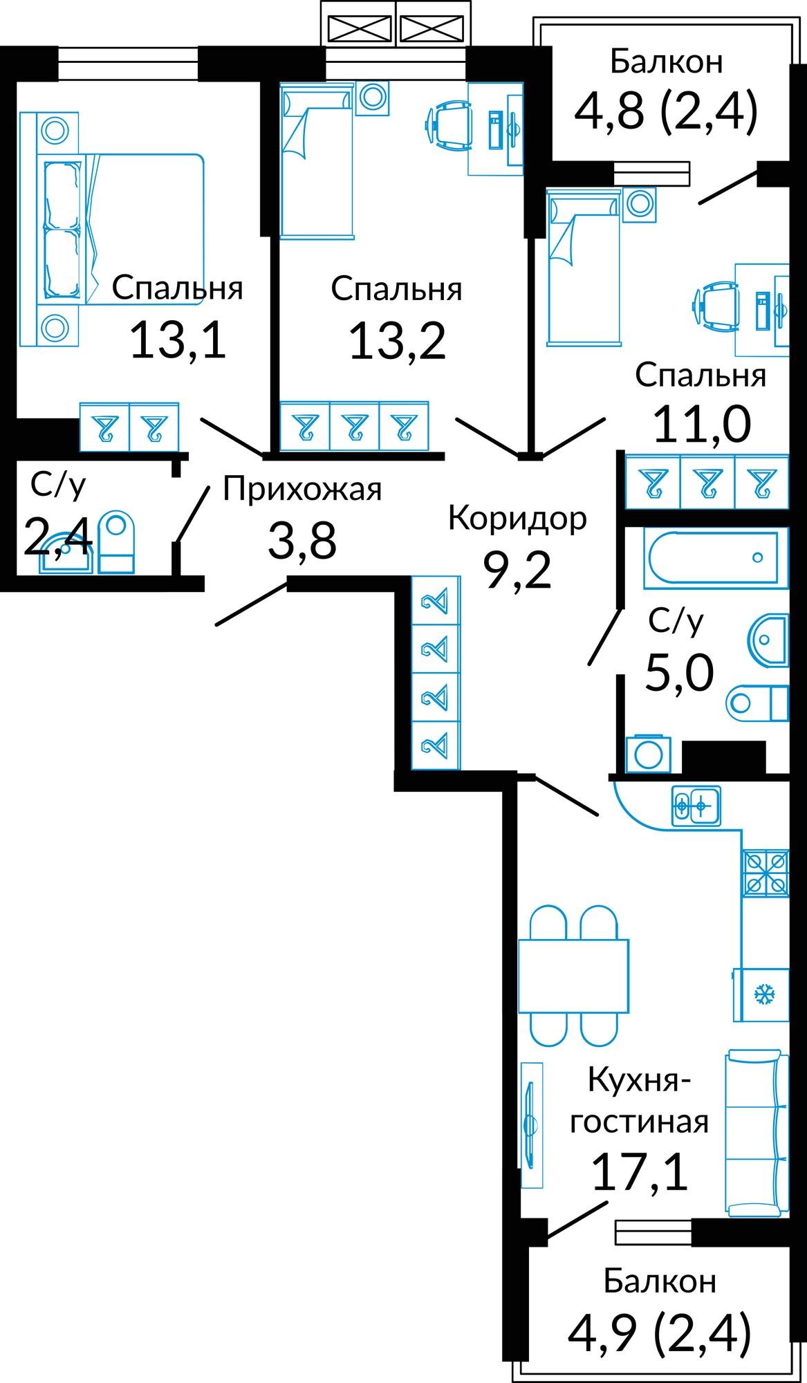 Купить квартиру за 9 575 420 рублей на Россия, Краснодар, шоссе Ближний Западный Обход, 2к3