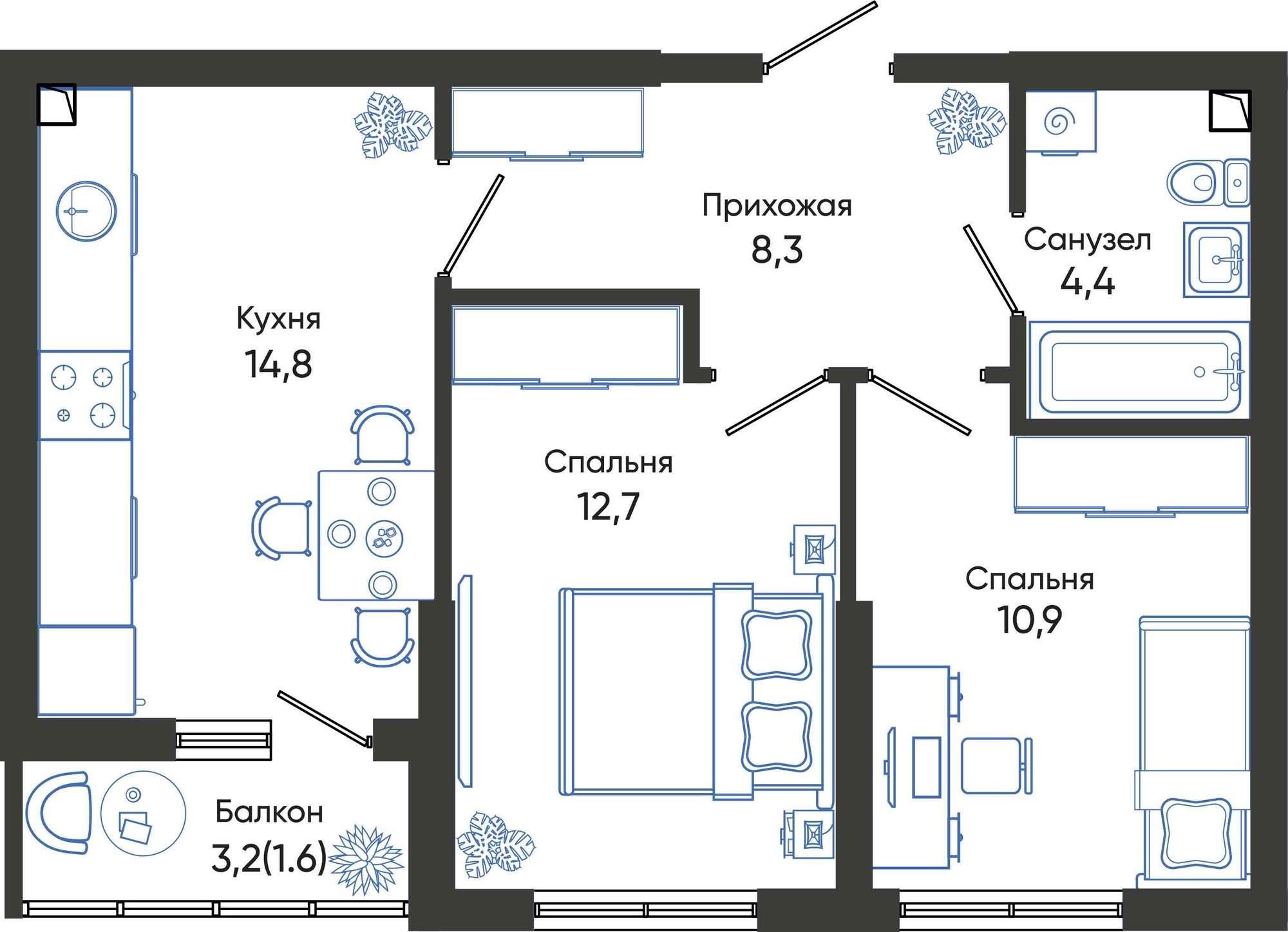 Купить квартиру за 8 236 480 рублей на Россия, Краснодарский край, Новороссийск, улица Куникова, 55к1