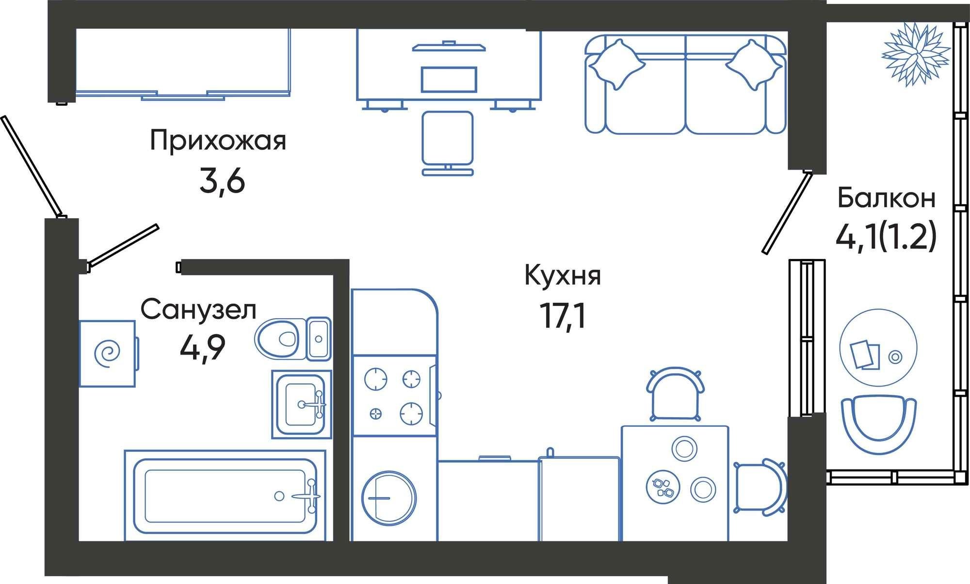 Купить студию за 6 316 760 рублей на Россия, Краснодарский край, Новороссийск, улица Куникова, 55к1