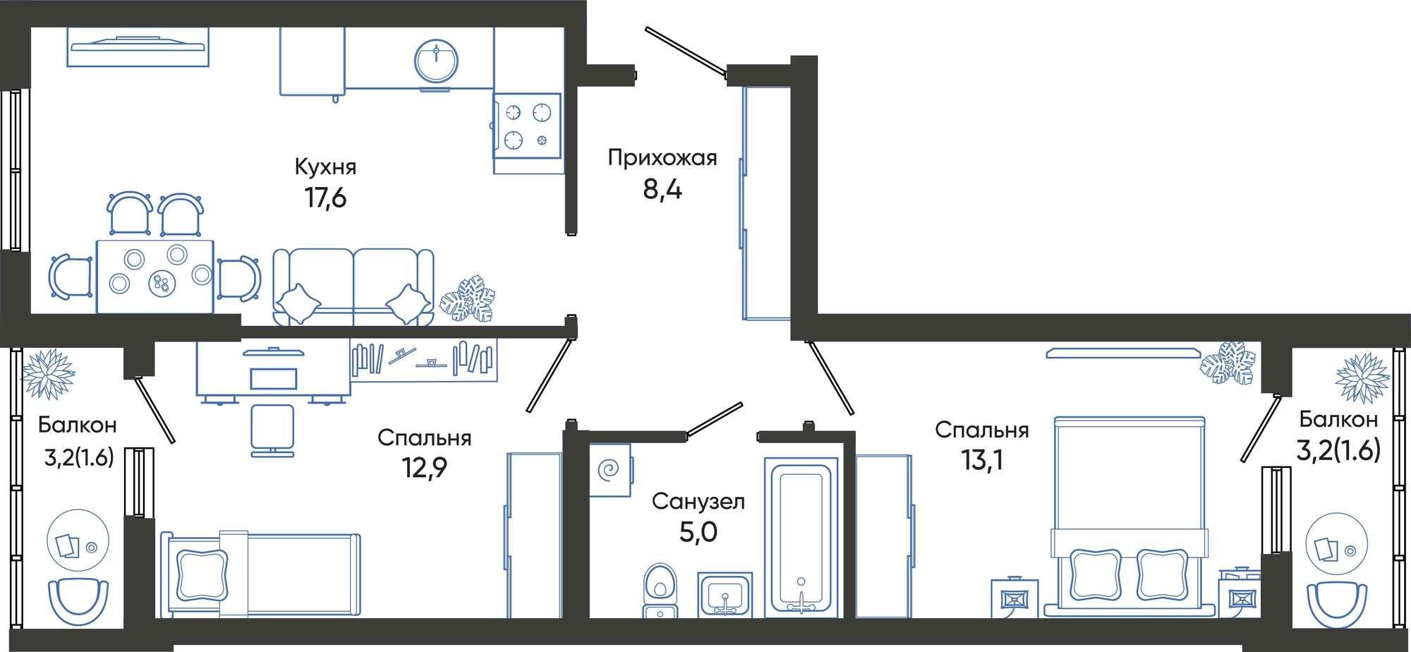 Купить квартиру за 9 933 600 рублей на Россия, Краснодарский край, Новороссийск, улица Куникова, 55к1